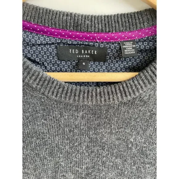 TED BAKER turquoise gray gradient cotton wool pullover sweater knit top - Picture 4 of 9